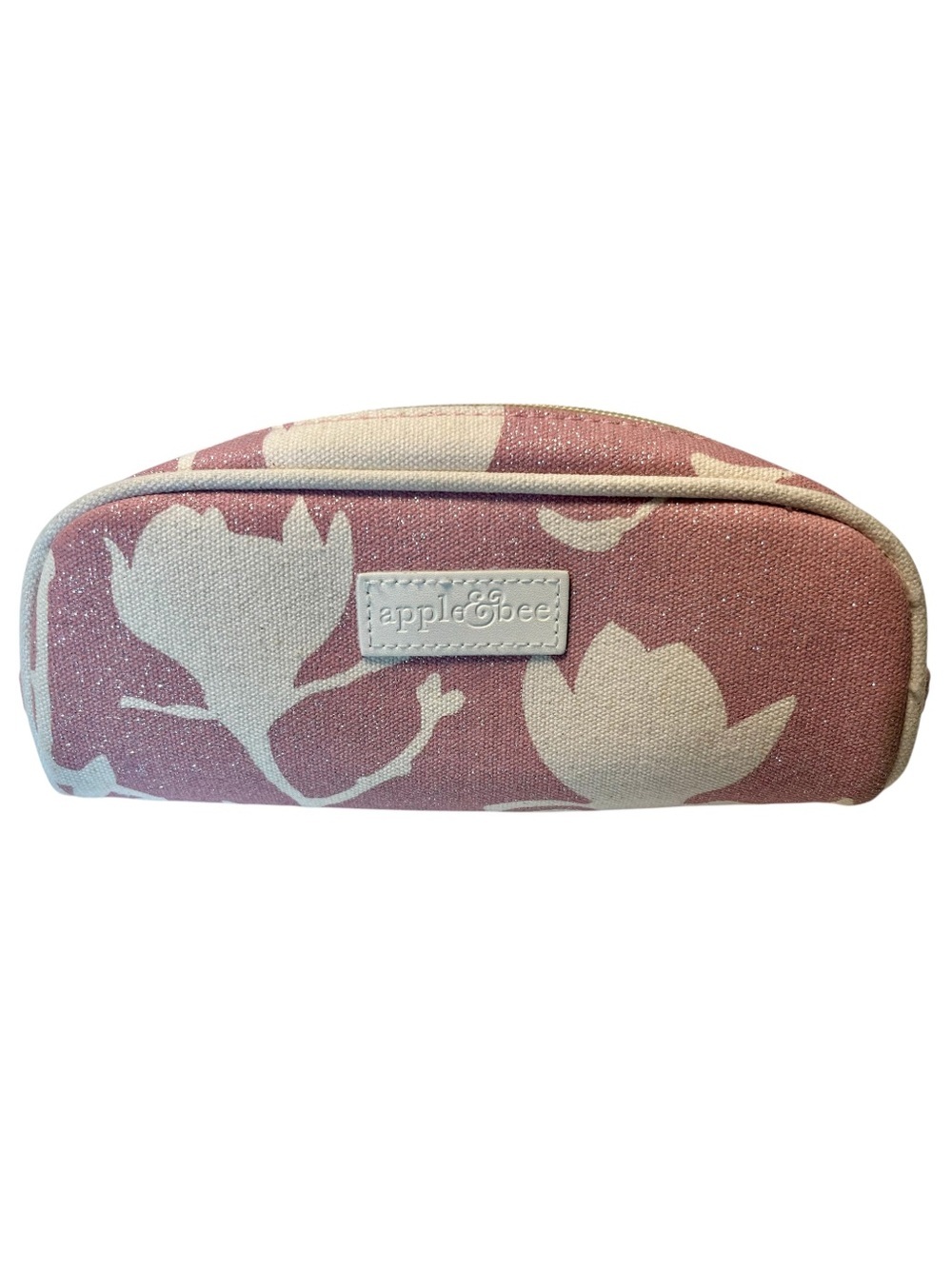 Apple & Bee Magnolia Organic Cotton Hemp Floral Cosmetics Pink Shimmer Bag